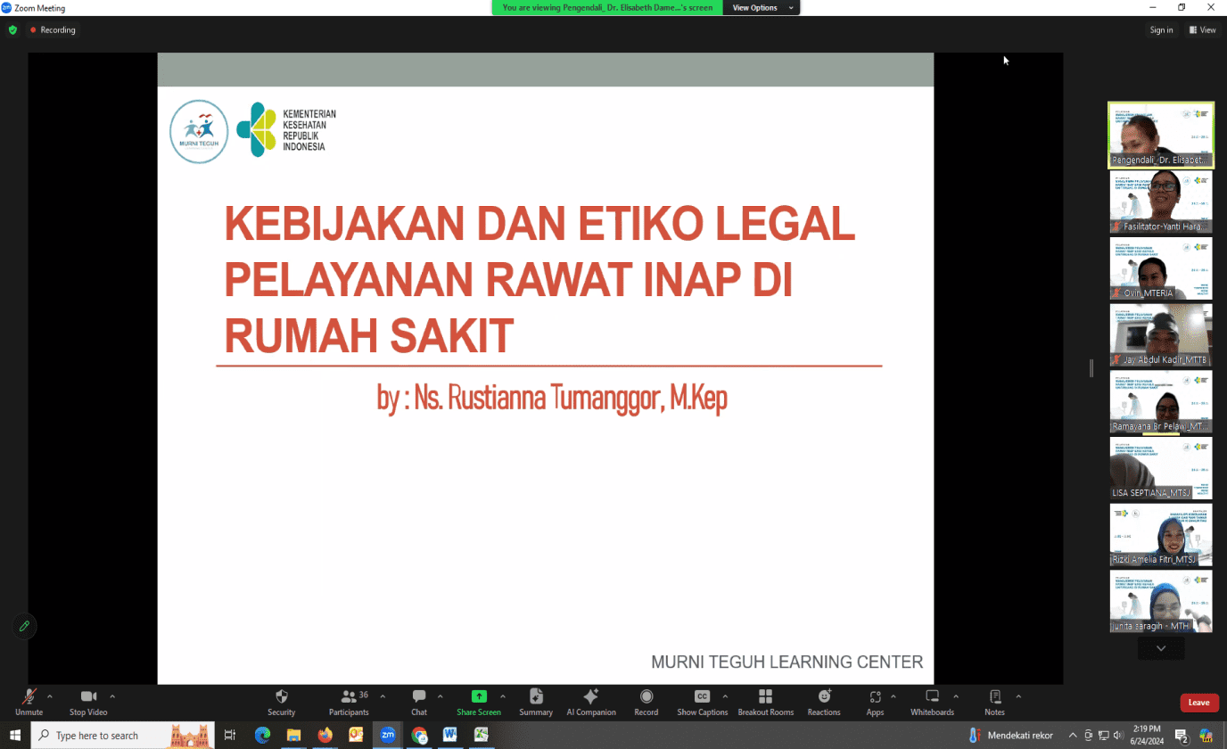 Pelaksanaan Pelatihan Manajemen Pelayanan Rawat Inap Bagi Kepala Unit/Ruangan di Rumah Sakit