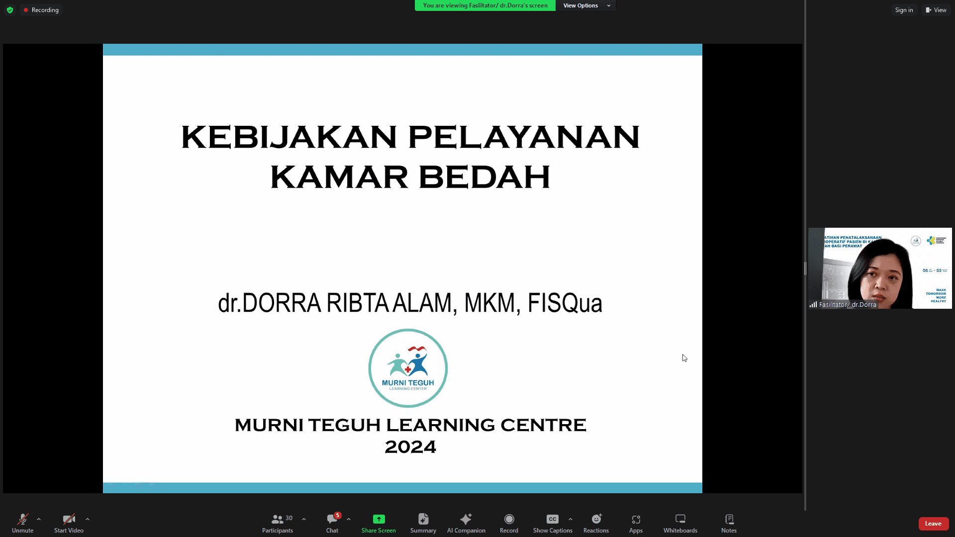 Pelaksanaan Pelatihan Penatalaksanaan Perioperatif Pasien di Kamar Bedah Bagi Perawat