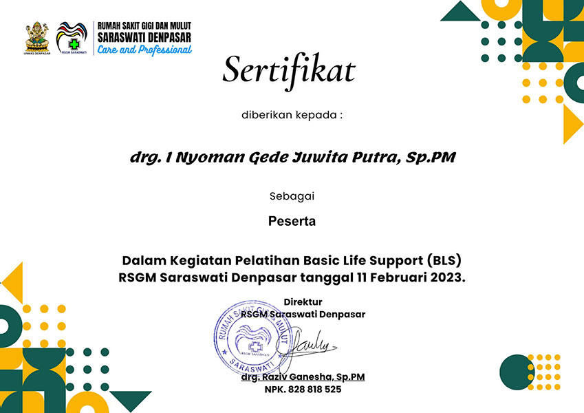 Sertifikat drg I Nyoman Gede Juwita Putra, Sp.PM 2
